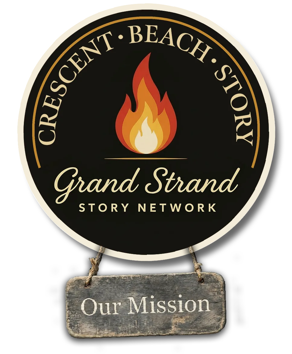 Grand Strand Story Network logo with Our Mission sign